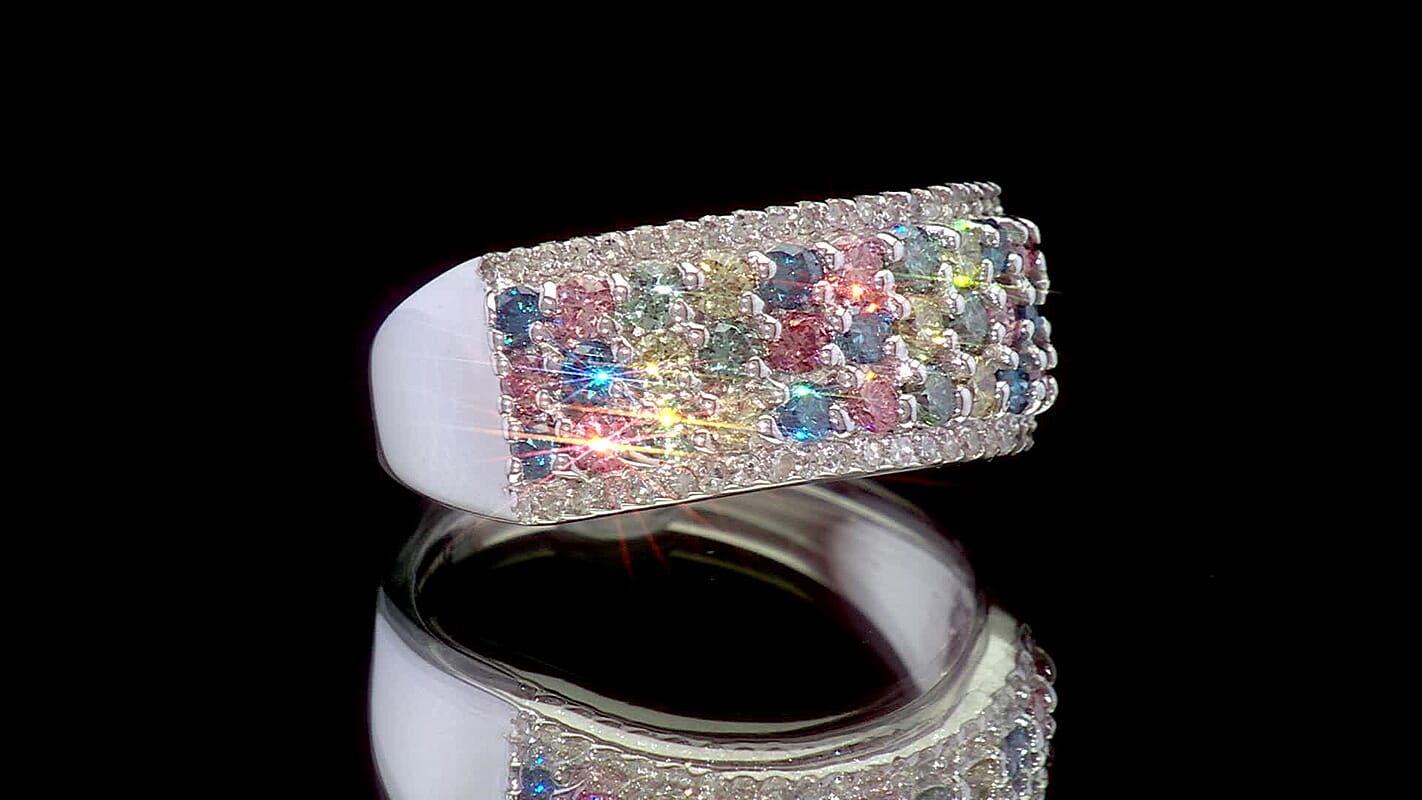 TLV Luxuriant Lab Grown Multi Diamond (IR) (SI) Ring in Rhodium Over Sterling Silver (Size 10.0) 1.25 ctw