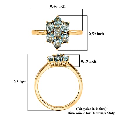 EverTrue Cambodian Blue Zircon 2.00 ctw Ring in 18K YG Plated (Size 6.0)