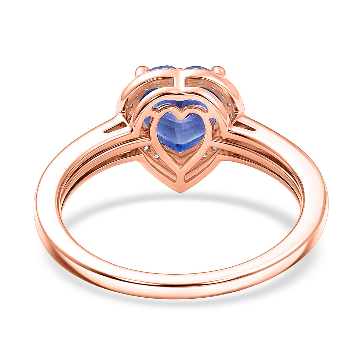 D'Joy Tanzanite and Diamond 1.42 ctw Ring in 18K Vermeil Rose Gold Over Sterling Silver (Size 6.5) image number 4