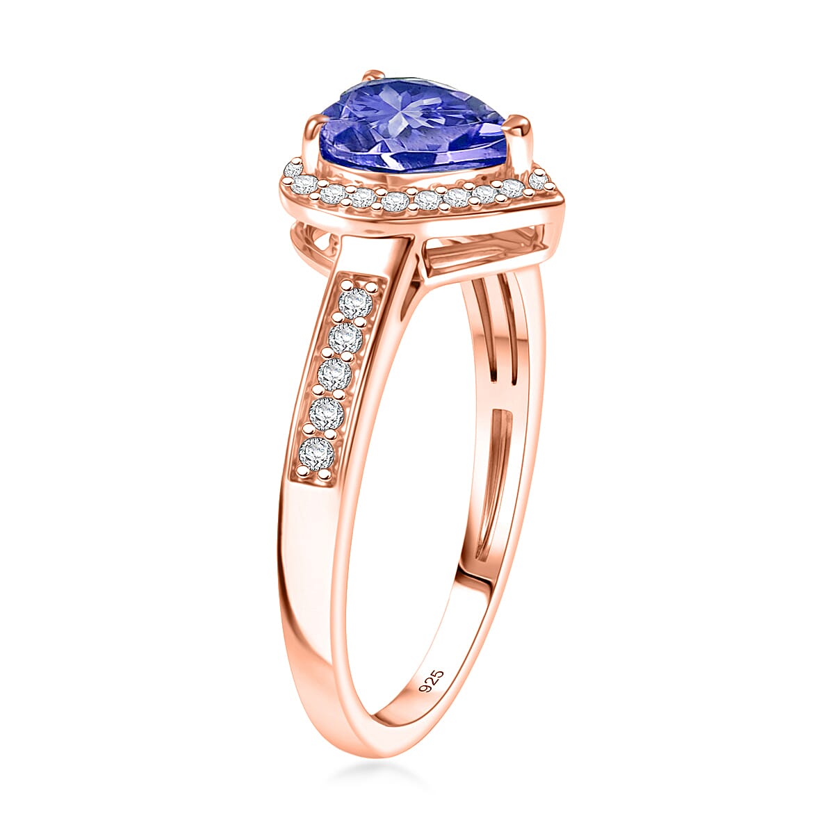 D'Joy Tanzanite and Diamond 1.42 ctw Ring in 18K Vermeil Rose Gold Over Sterling Silver (Size 7.5) image number 3