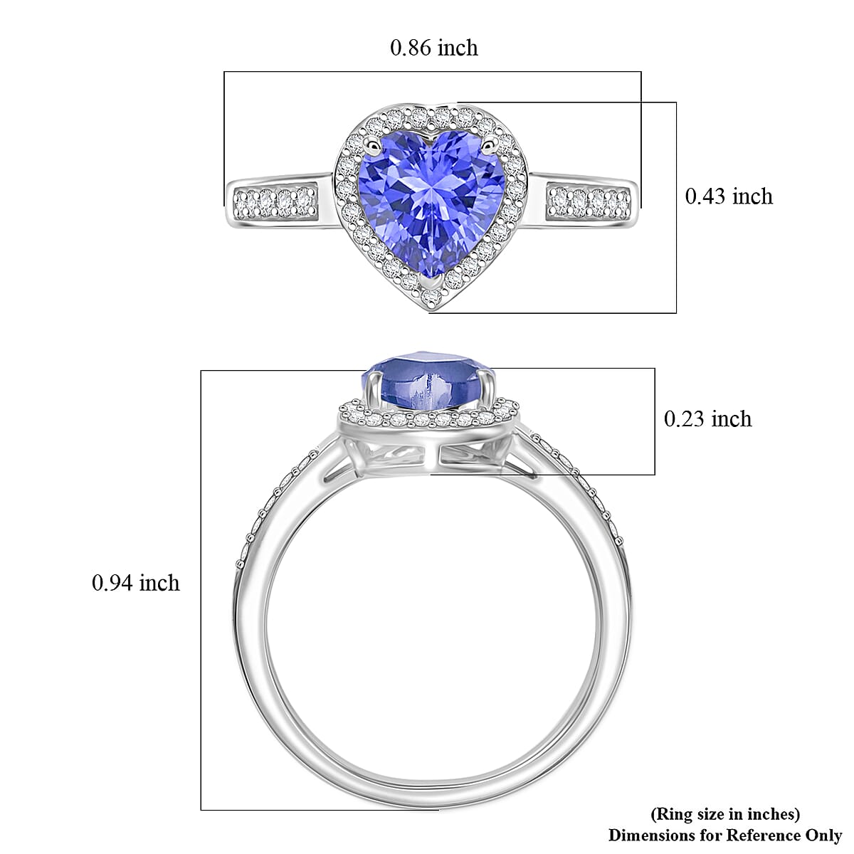 D'Joy Tanzanite and Diamond 1.42 ctw Ring in Rhodium Over Sterling Silver (Size 7.0) image number 5