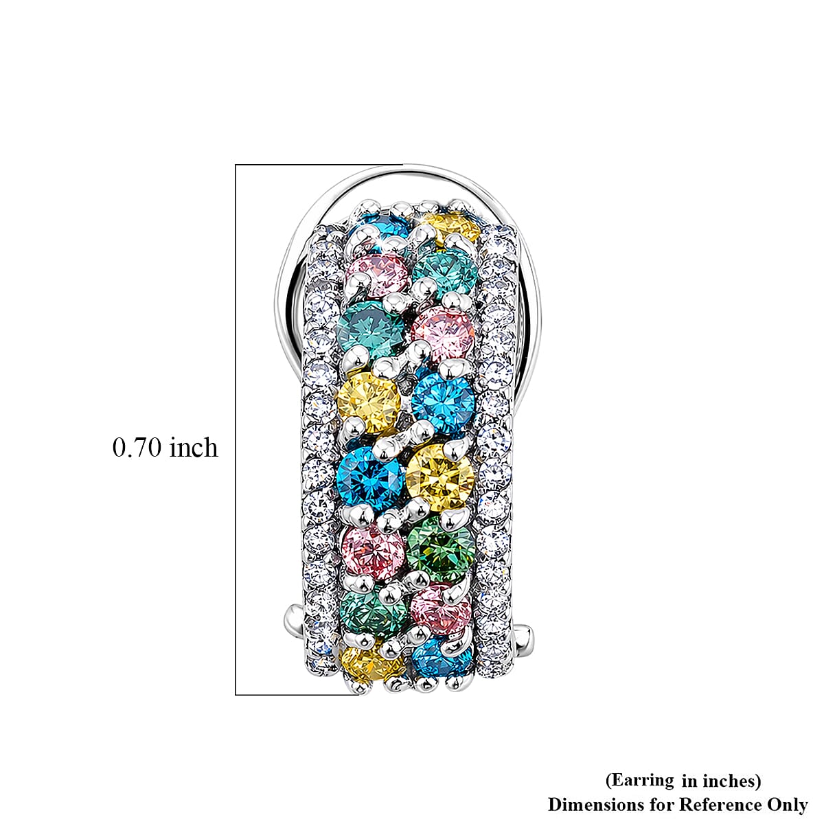 Luxuriant Lab Grown Multi Diamond SI 1.25 ctw Rainbow Sparkle Earrings in Rhodium Over Sterling Silver image number 4