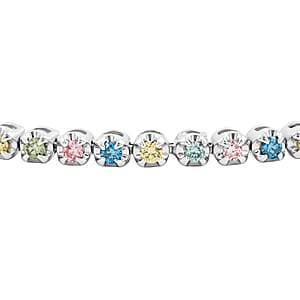 Luxuriant Lab Grown Multi Diamond SI 2.00 ctw Rainbow Sparkle Bracelet in Rhodium Over Sterling Silver (6.50 In)