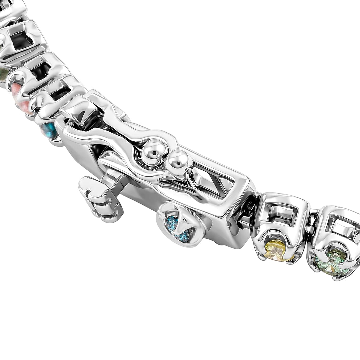 Luxuriant Lab Grown Multi Diamond SI 2.00 ctw Rainbow Sparkle Bracelet in Rhodium Over Sterling Silver (6.50 In) image number 4