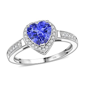 Luxoro Premium Tanzanite and Diamond I2 1.42 ctw Ring in 10K White Gold (Size 5.5)