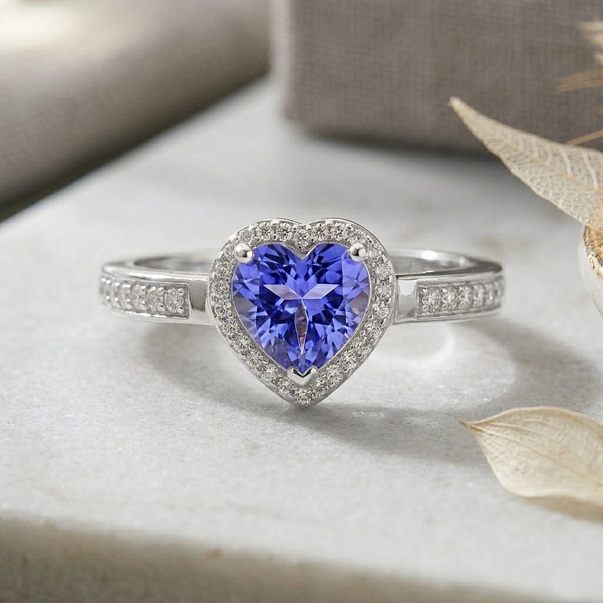 Luxoro Premium Tanzanite and Diamond I2 1.42 ctw Ring in 10K White Gold (Size 6.0) image number 1