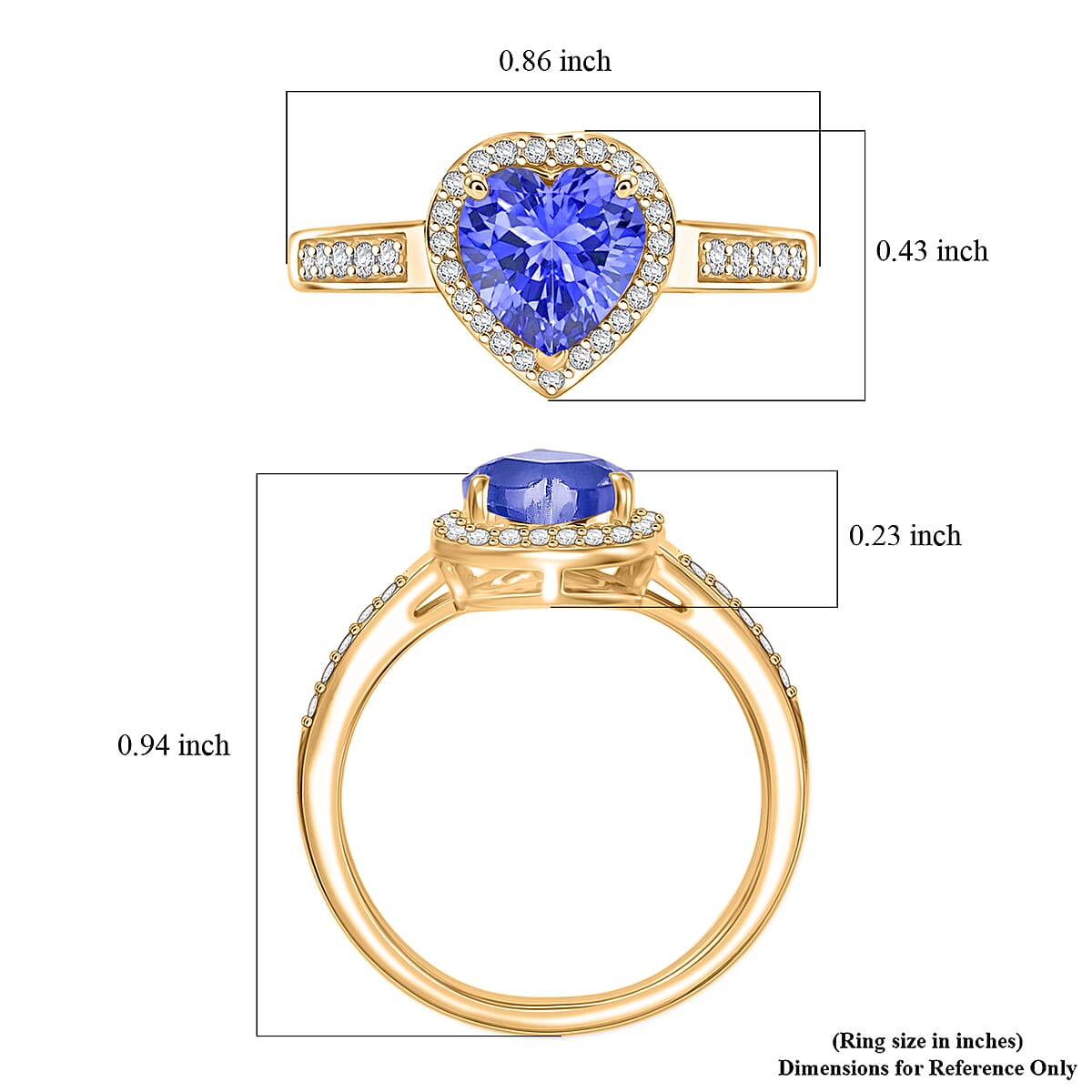 Luxoro Premium Tanzanite and Diamond I2 1.42 ctw Ring in 10K Yellow Gold (Size 9.0) image number 5