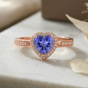 Luxoro Premium Tanzanite and Diamond I2 1.42 ctw Ring in 10K Rose Gold (Size 8.0)