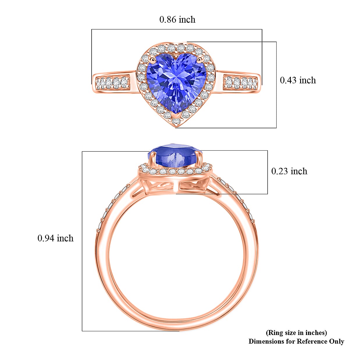 Luxoro Premium Tanzanite and Diamond I2 1.42 ctw Ring in 10K Rose Gold (Size 8.0) image number 5