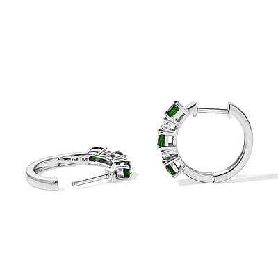 EverTrue Chrome Diopside and Moissanite 1.30 ctw Hoop Earrings in Platinum Bond