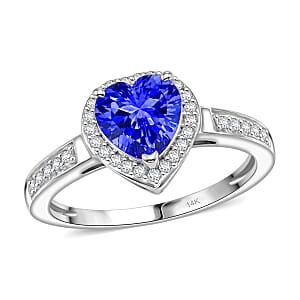 Luxoro AAA Tanzanite and White Diamond I2 1.42 ctw Ring in 14K White Gold (Size 6.5)