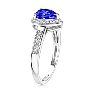 Luxoro AAA Tanzanite and White Diamond I2 1.42 ctw Ring in 14K White Gold (Size 6.5)