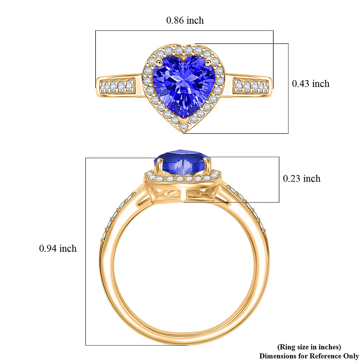 Luxoro AAA Tanzanite and White Diamond I2 1.42 ctw Ring in 14K Yellow Gold (Size 10.0) image number 5