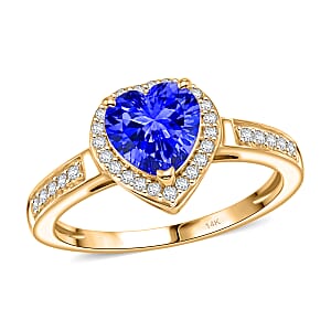 Luxoro AAA Tanzanite and White Diamond I2 1.42 ctw Ring in 14K Yellow Gold (Size 11.0)