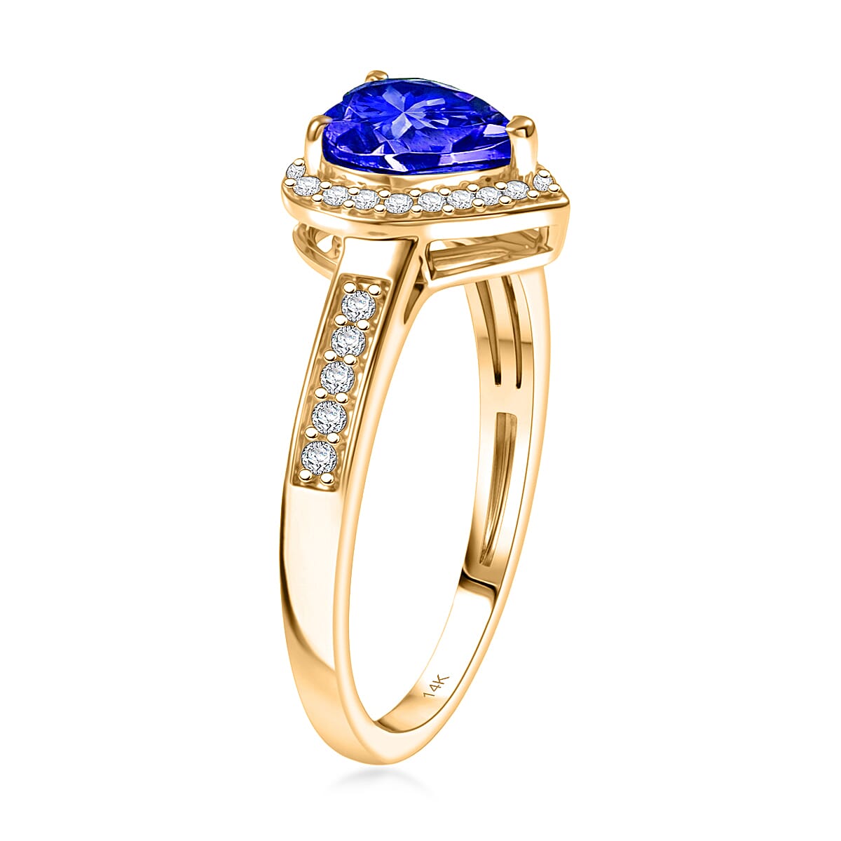 Luxoro AAA Tanzanite and White Diamond I2 1.42 ctw Ring in 14K Yellow Gold (Size 4.5) image number 3