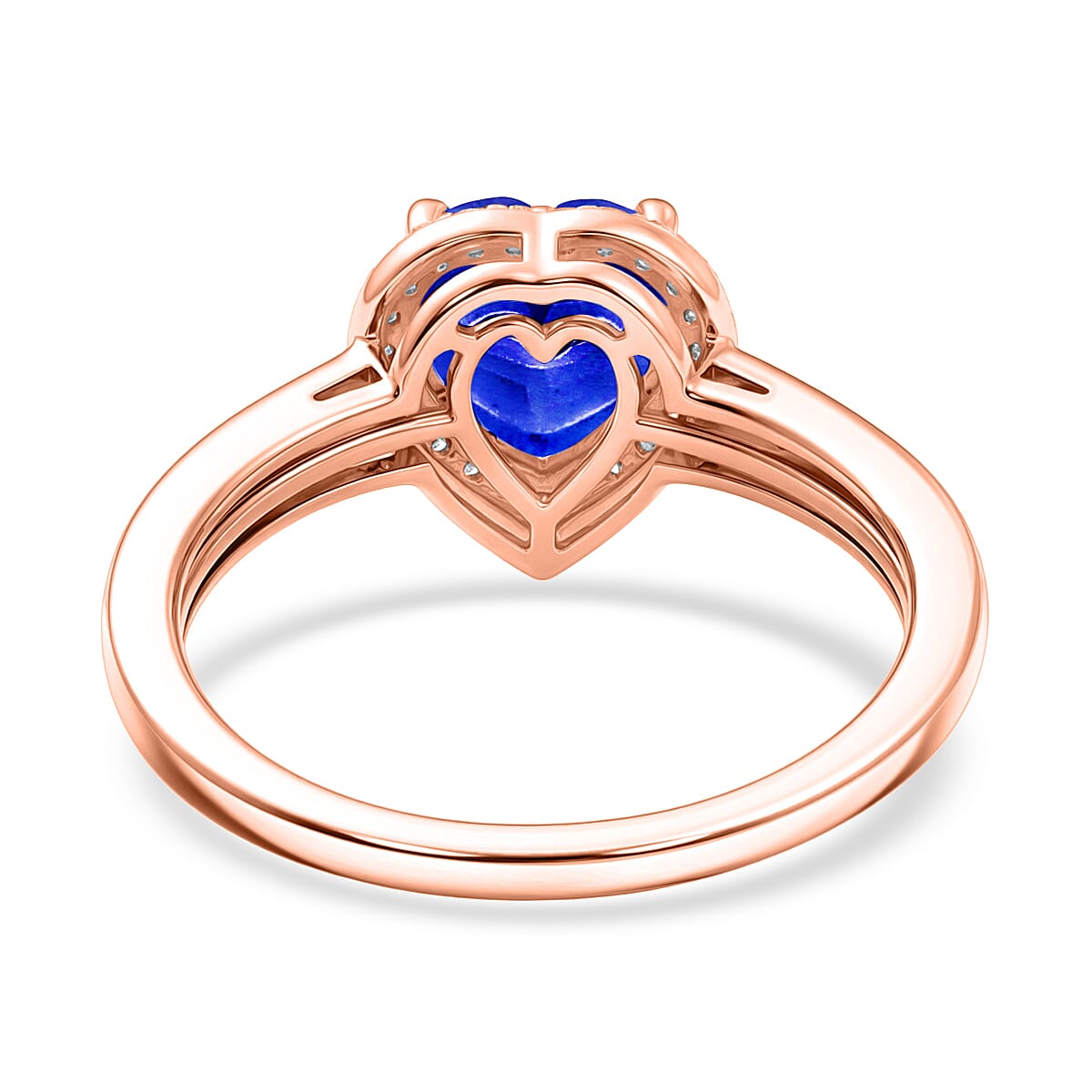 Luxoro AAA Tanzanite and White Diamond I2 1.42 ctw Ring in 14K Rose Gold (Size 5.5) image number 4