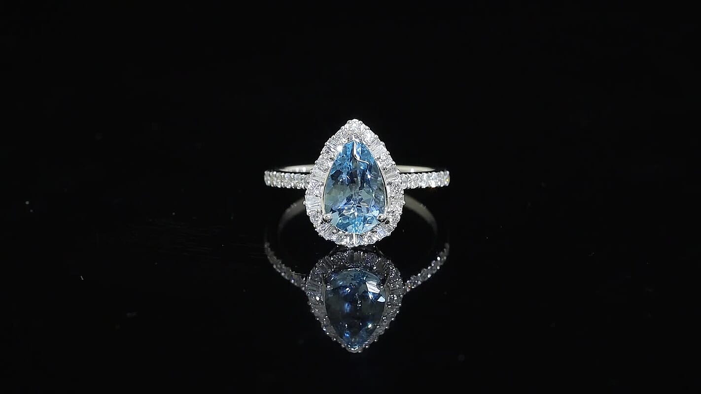 Certified & Appraised Luxoro 10K White Gold AAA Santa Maria Aquamarine, Diamond (I2) (0.45 cts) Ring (Size 10.0) 1.85 ctw