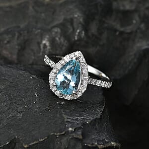 Certified & Appraised Luxoro AAA Santa Maria Aquamarine and Diamond I2 1.85 ctw Ring in 10K White Gold (Size 10.0)