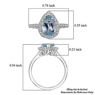 Certified & Appraised Luxoro AAA Santa Maria Aquamarine and Diamond I2 1.85 ctw Ring in 10K White Gold (Size 10.0)