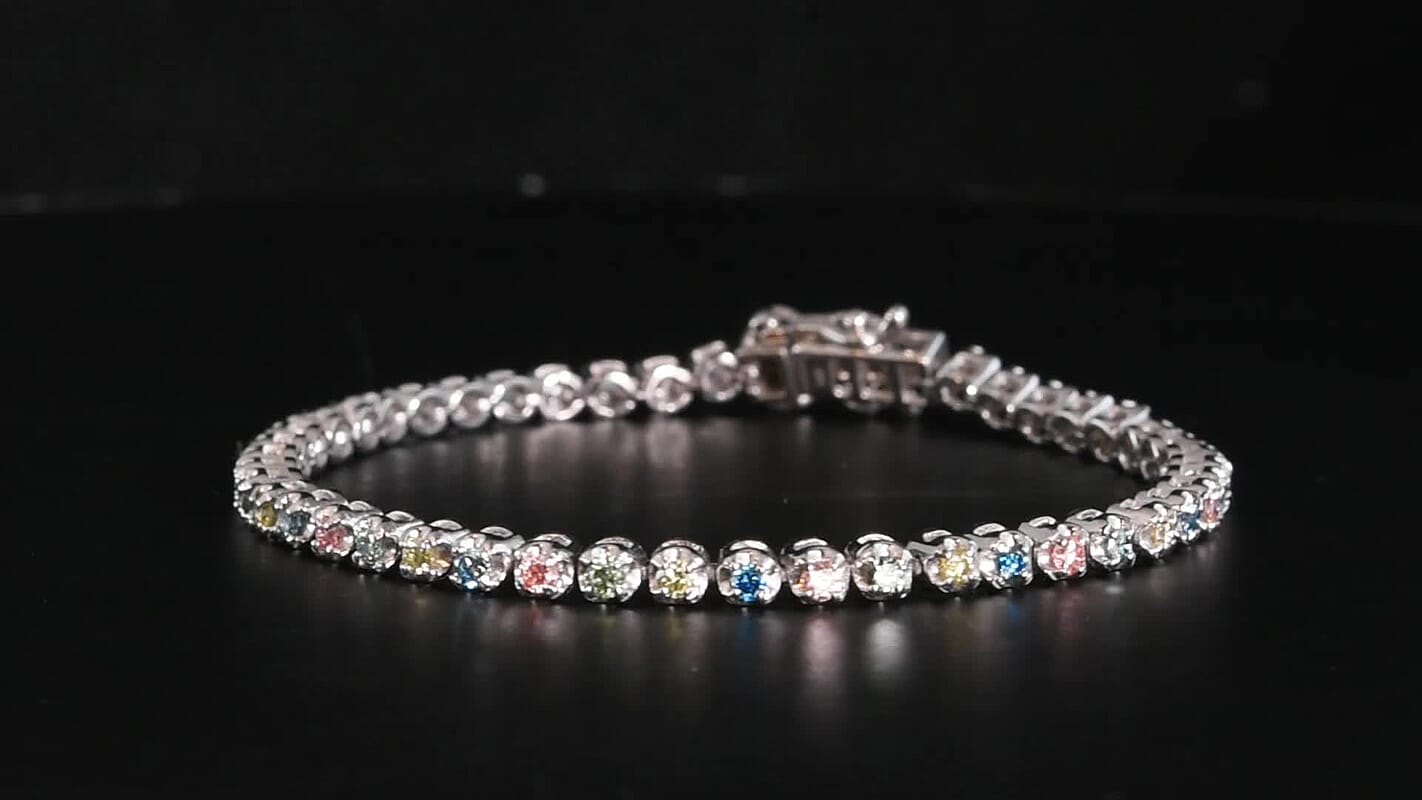TLV Luxuriant Lab Grown Multi Diamond (IR) (SI) Bracelet in Rhodium Over Sterling Silver (6.50 In) 2.00 ctw
