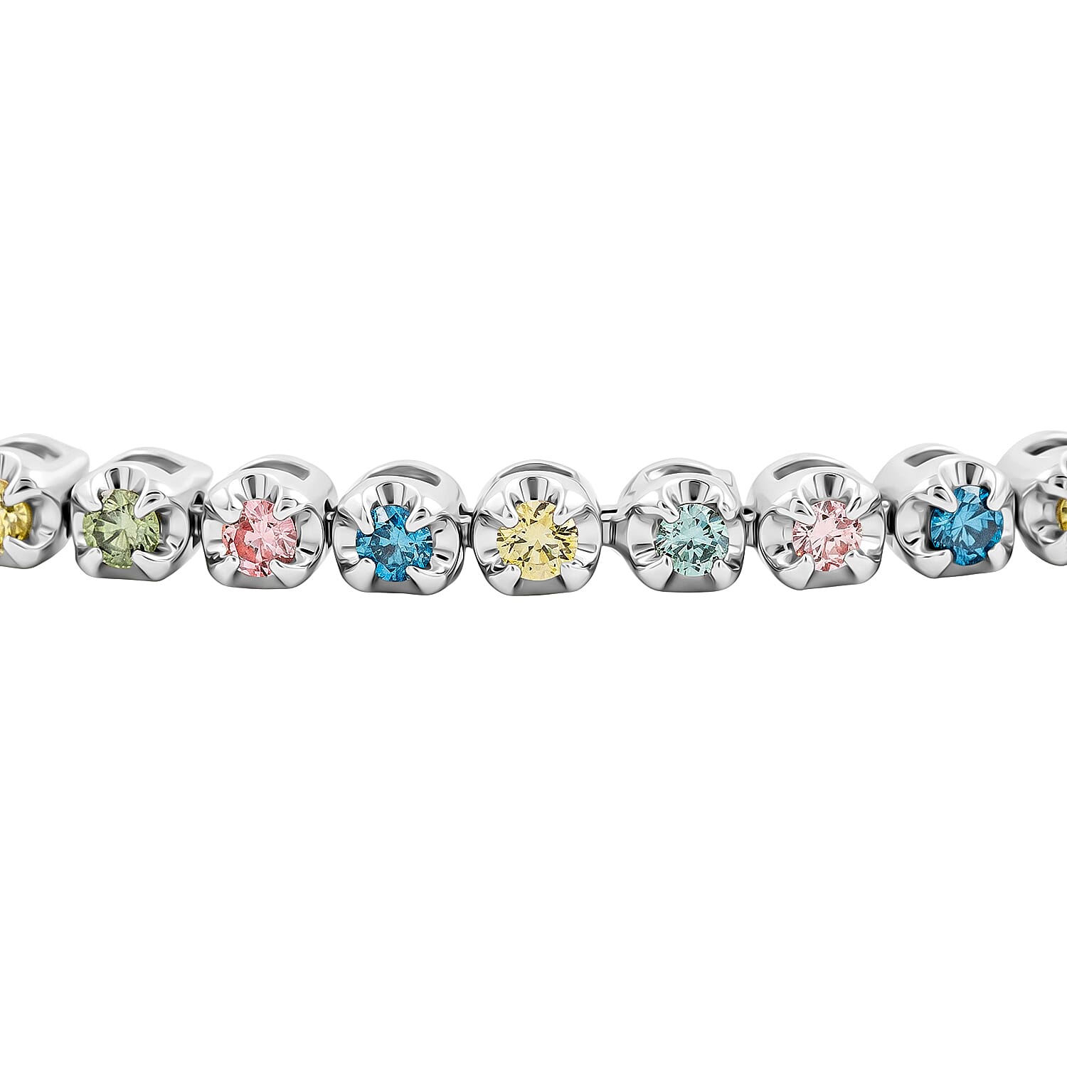 Luxuriant Lab Grown Multi Diamond SI 2.00 ctw Rainbow Sparkle Bracelet in Rhodium Over Sterling Silver (7.25 In)