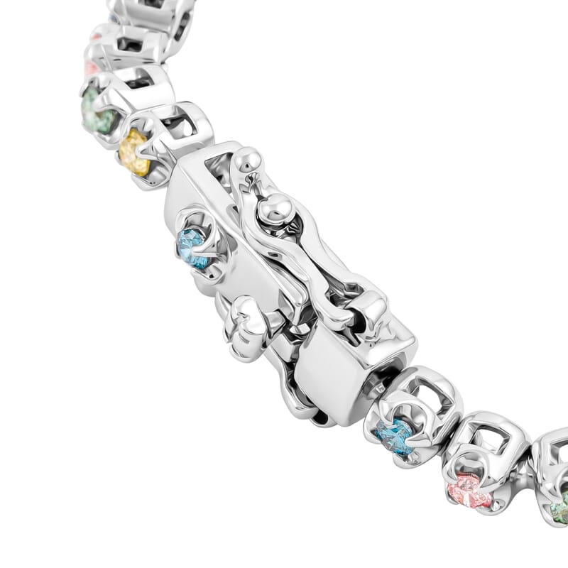 Luxuriant Lab Grown Multi Diamond SI 2.00 ctw Rainbow Sparkle Bracelet in Rhodium Over Sterling Silver (7.25 In)