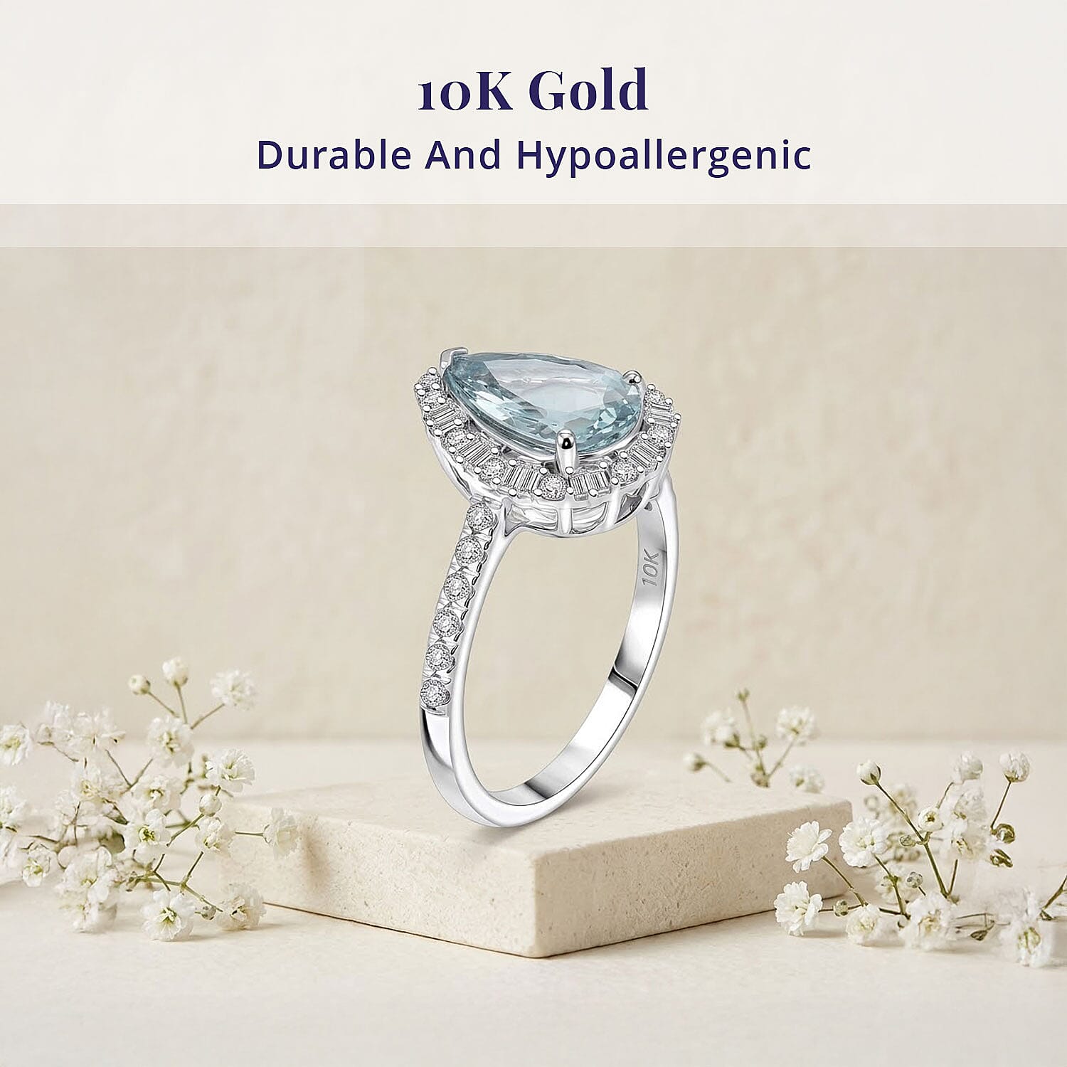 Certified & Appraised Luxoro AAA Santa Maria Aquamarine and Diamond I2 1.85 ctw Ring in 10K White Gold (Size 5.0)