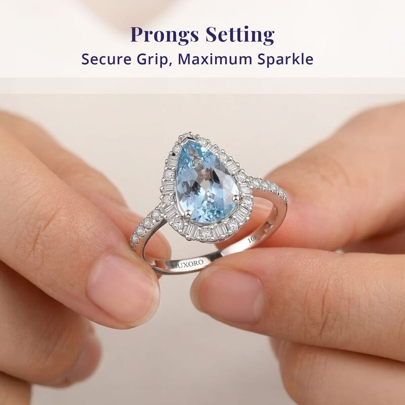 Certified & Appraised Luxoro AAA Santa Maria Aquamarine and Diamond I2 1.85 ctw Ring in 10K White Gold (Size 5.0)