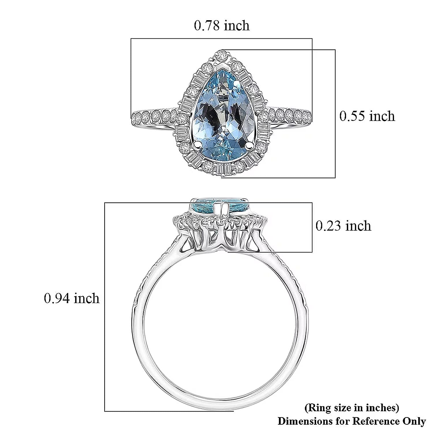 Certified & Appraised Luxoro AAA Santa Maria Aquamarine and Diamond I2 1.85 ctw Ring in 10K White Gold (Size 5.0)