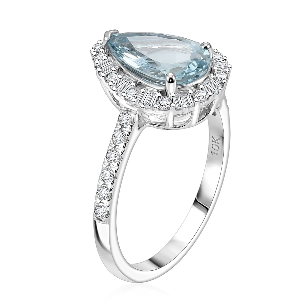 Certified & Appraised Luxoro AAA Santa Maria Aquamarine and Diamond I2 1.85 ctw Ring in 10K White Gold (Size 6.0) image number 3