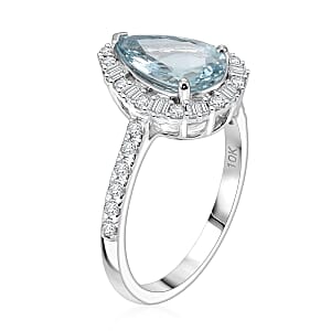 Certified & Appraised Luxoro AAA Santa Maria Aquamarine and Diamond I2 1.85 ctw Ring in 10K White Gold (Size 6.0)