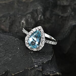 Certified & Appraised Luxoro AAA Santa Maria Aquamarine and Diamond I2 1.85 ctw Ring in 10K White Gold (Size 7.0)