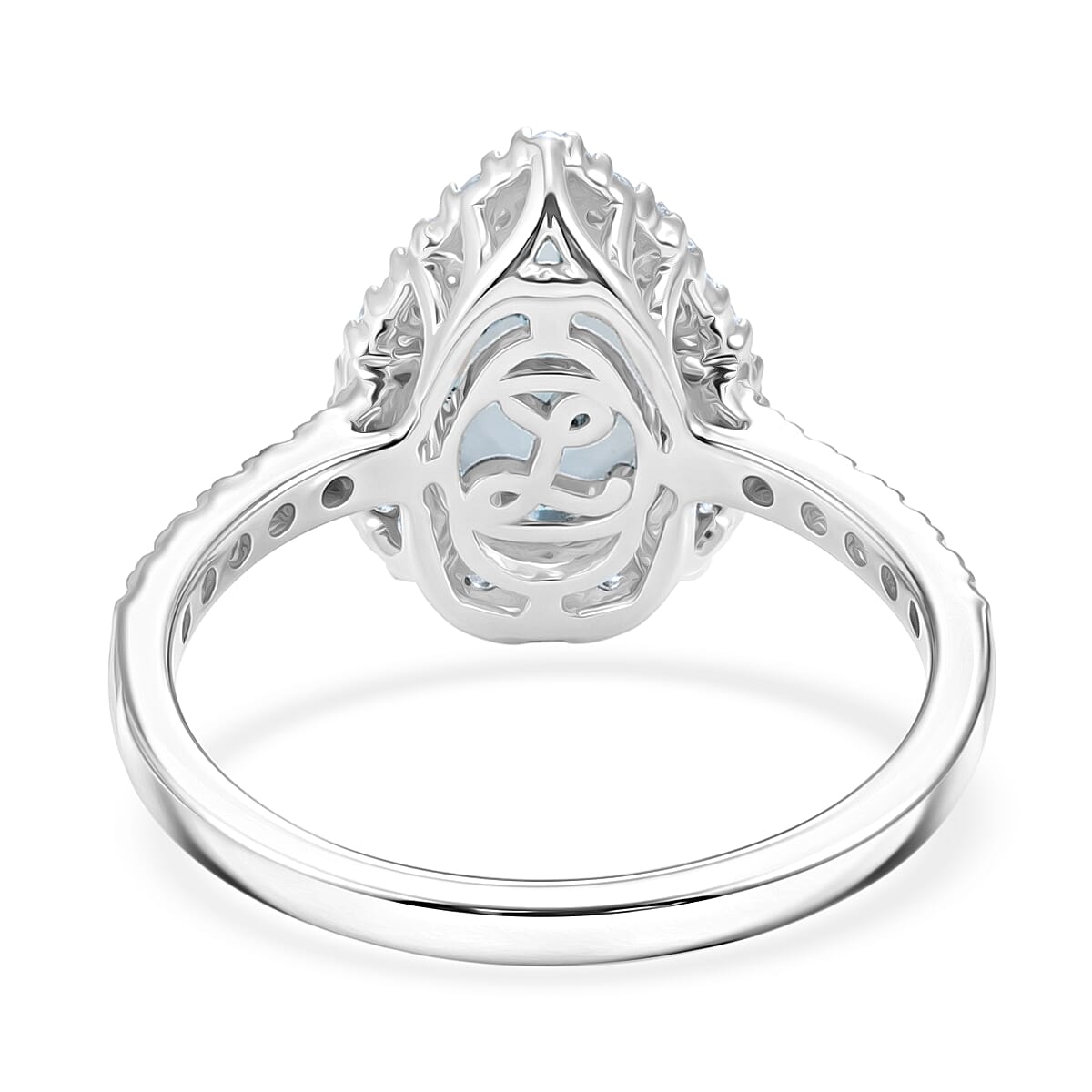 Certified & Appraised Luxoro AAA Santa Maria Aquamarine and Diamond I2 1.85 ctw Ring in 10K White Gold (Size 8.0) image number 4