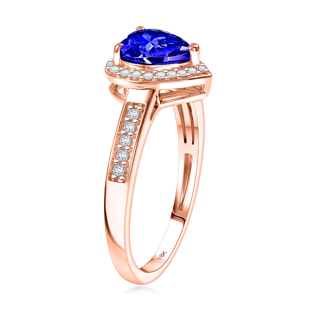 Rhapsody AAAA Tanzanite and Diamond E-F, VS 1.42 ctw Ring in 18K Rose Gold (Size 8.5) 4 Grams image number 3