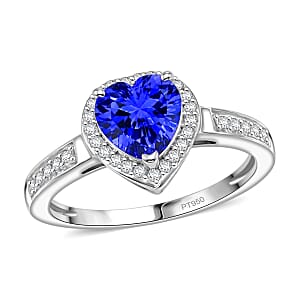 Rhapsody AAAA Tanzanite and Diamond E-F, VS 1.42 ctw Ring in 950 Platinum (Size 8.0) 5 Grams