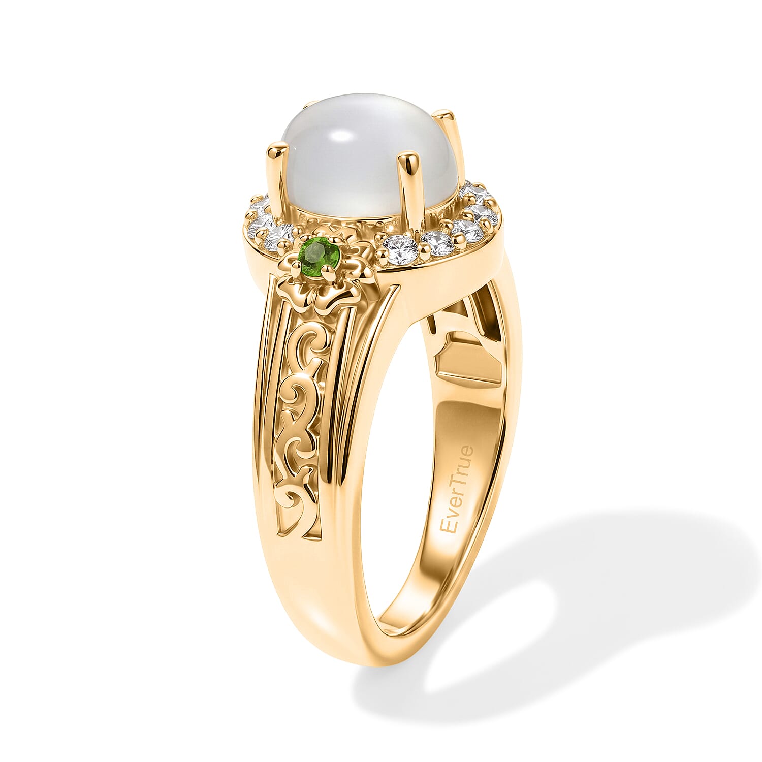 EverTrue White Moonstone, Multi Gemstone 1.90 ctw Ring in 18K YG Plated (Size 6.0)