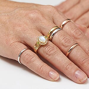 EverTrue White Moonstone, Multi Gemstone 1.90 ctw Ring in 18K YG Plated (Size 7.0)