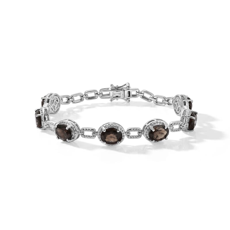 EverTrue Smoky Quartz 12.75 ctw Bracelet in Platinum Bond (7.25 In)