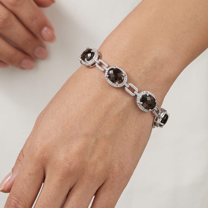 EverTrue Smoky Quartz 12.75 ctw Bracelet in Platinum Bond (7.25 In)