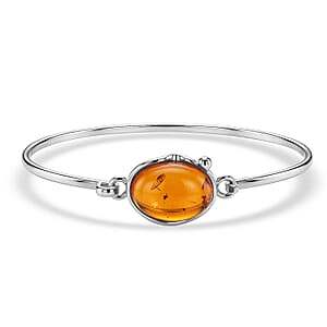 Baltic Amber Bangle Bracelet in Sterling Silver (7.50 In)