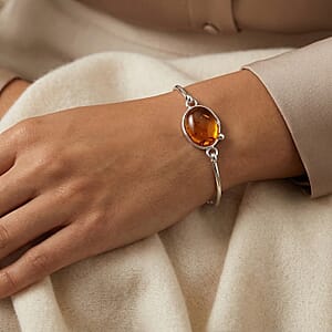 Baltic Amber Bangle Bracelet in Sterling Silver (7.50 In)