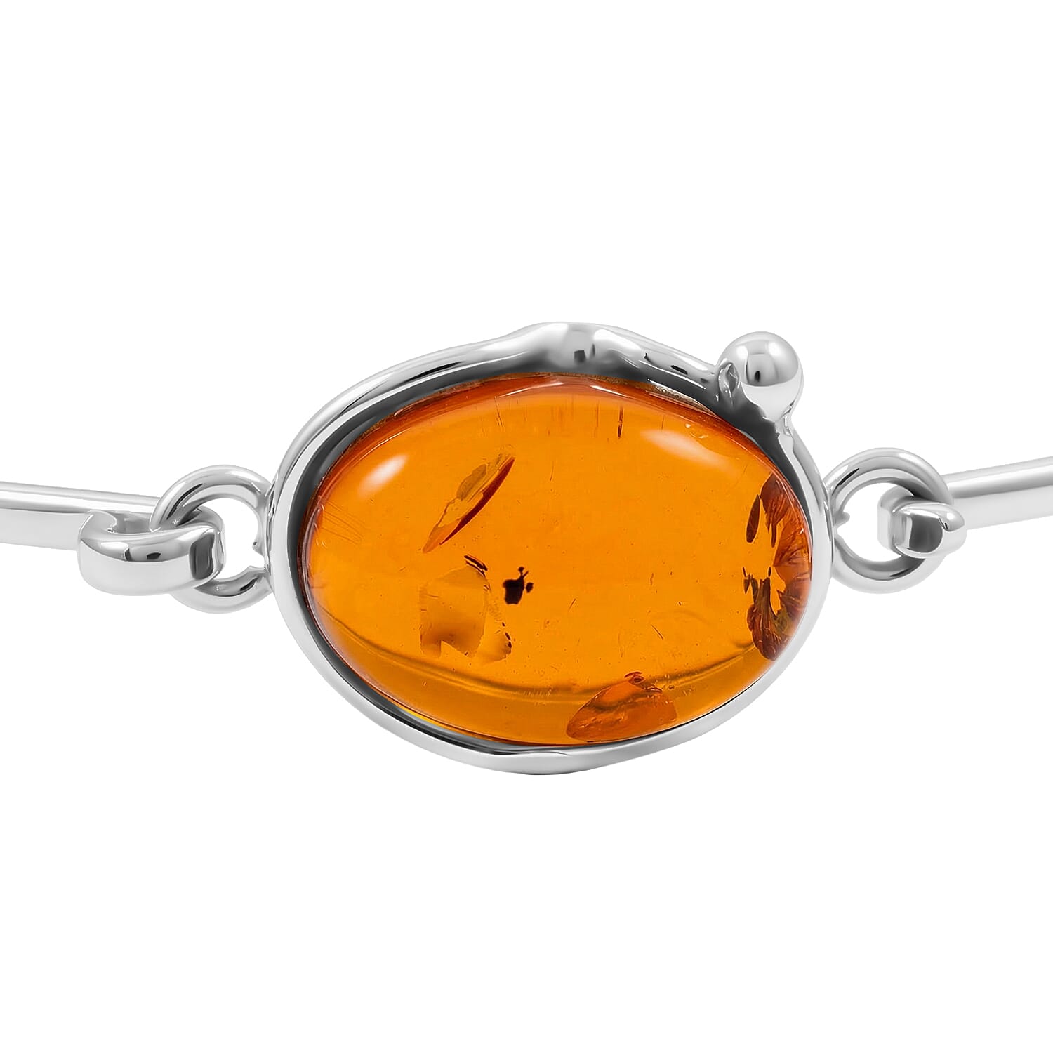 Baltic Amber Bangle Bracelet in Sterling Silver (7.50 In)