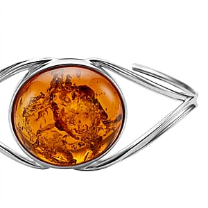 Baltic Amber Bangle Bracelet in Sterling Silver (7.0 In)