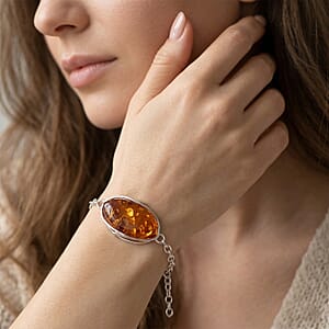Baltic Amber Bracelet in Sterling Silver (8.00 In)