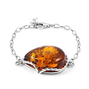 Baltic Amber Bracelet in Sterling Silver (8.00 In)