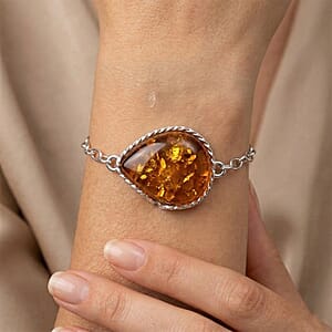Baltic Amber Bracelet in Sterling Silver (8.00 In)