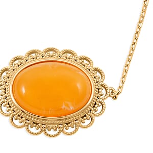 Butterscotch Amber Bracelet in 14K Yellow Gold Over Sterling Silver (6.5-7.5In)