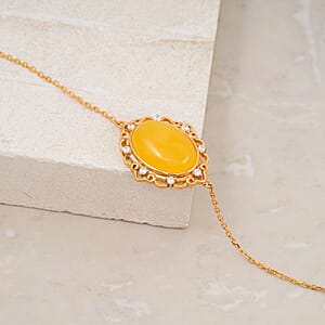 Butterscotch Amber, Simulated Diamond 1.60 ctw Bracelet in Sterling Silver (6.50-7.50In)