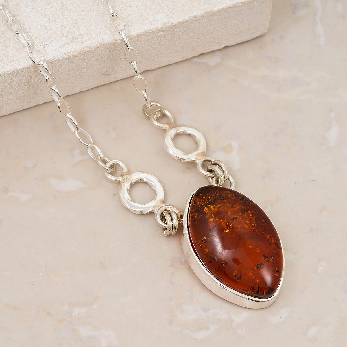Baltic Amber Necklace in Sterling Silver (20 Inches) image number 1