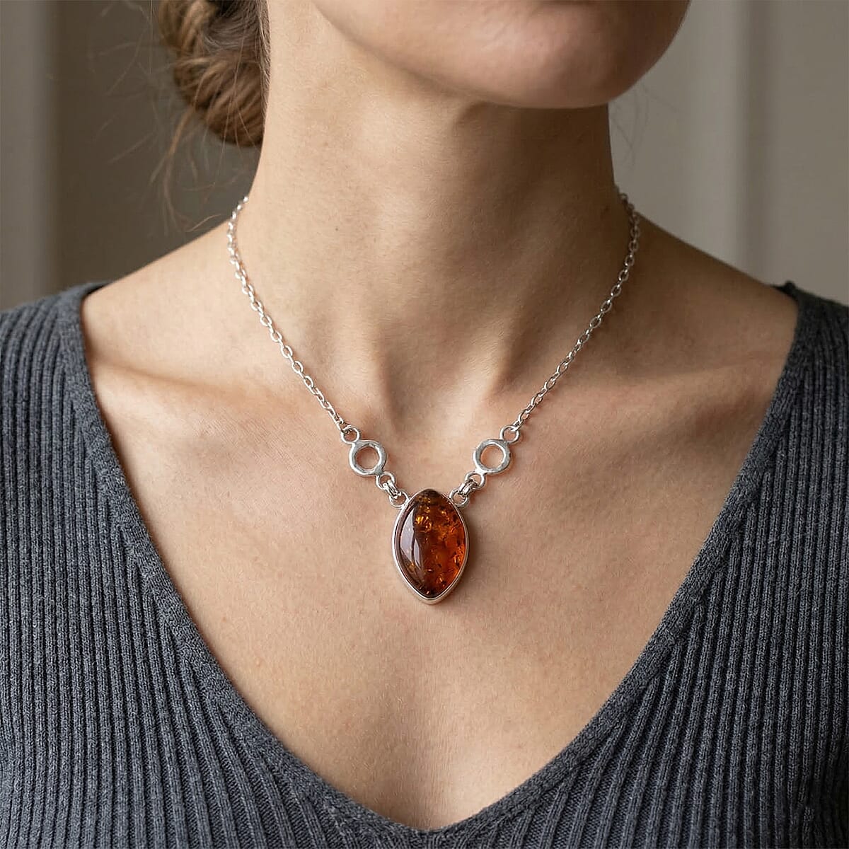 Baltic Amber Necklace in Sterling Silver (20 Inches) image number 2